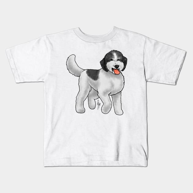 Dog - Sheepadoodle - White and Black Mask Kids T-Shirt by Jen's Dogs Custom Gifts and Designs